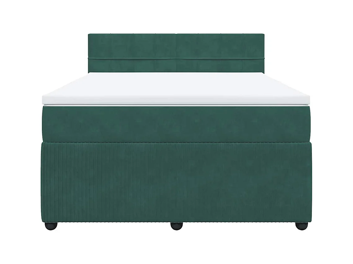 Sommier à lattes de lit et matelas Vert foncé 140x190cm Velours