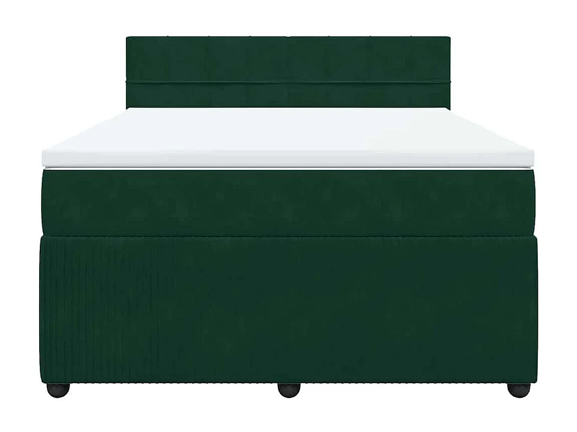 Sommier à lattes de lit et matelas Vert foncé 140x190cm Velours