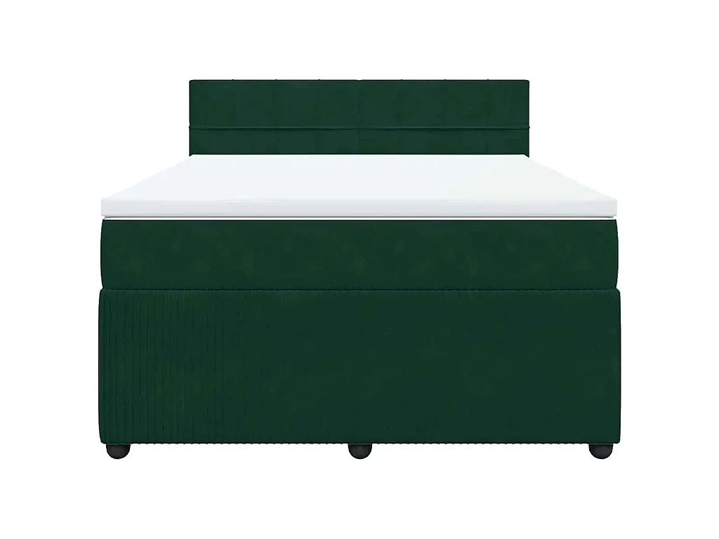 Giroletto a Molle con Materasso Verde Scuro 140x190 cm Velluto