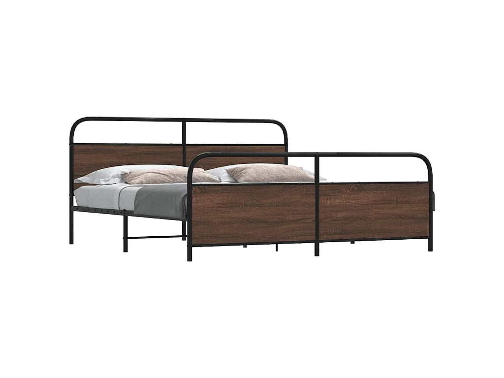 Cadre de lit en métal sans matelas chêne marron 180x200 cm