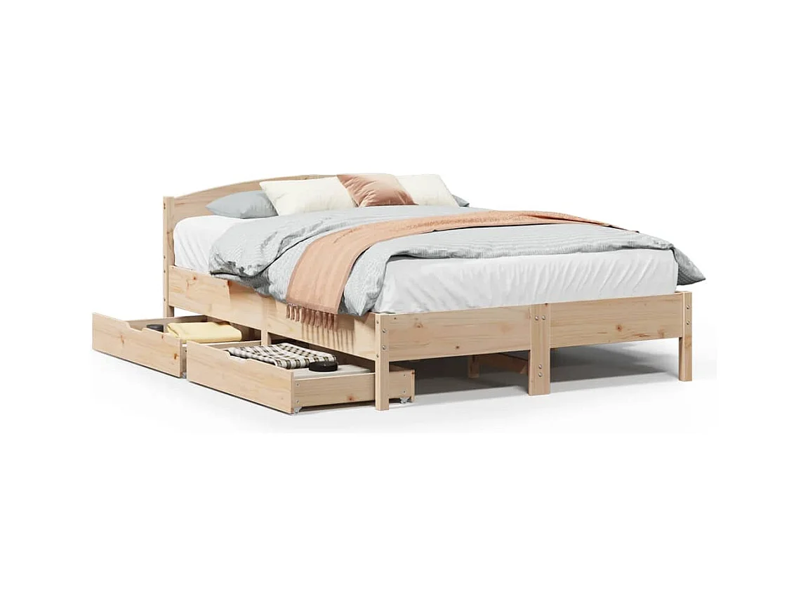 Cadre de lit sans matelas 160x200 cm bois massif de pin