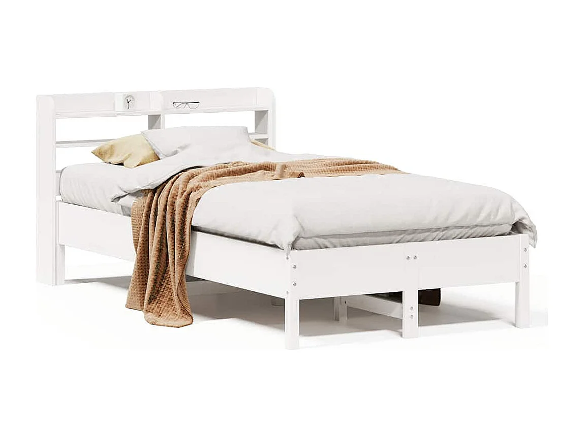 Giroletto senza Materasso Bianco 100x200 cm Legno Massello Pino