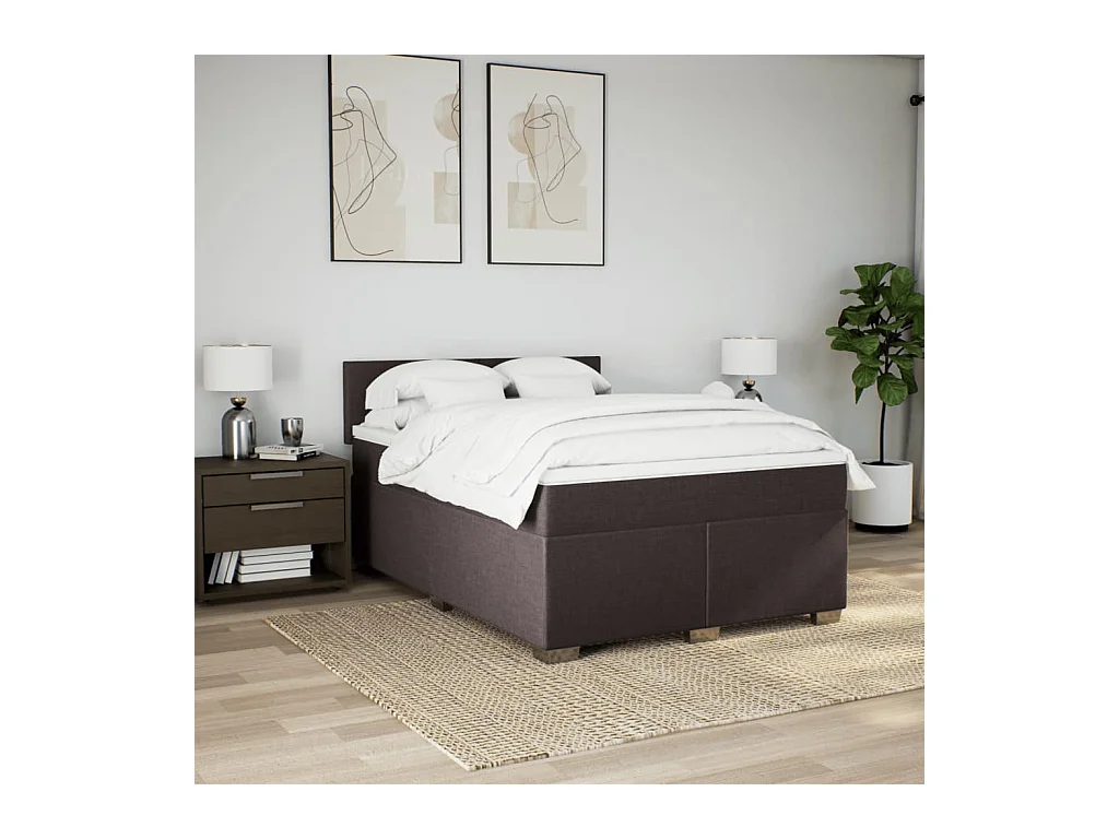 Sommier à lattes de lit avec matelas Marron foncé 140x200 cm