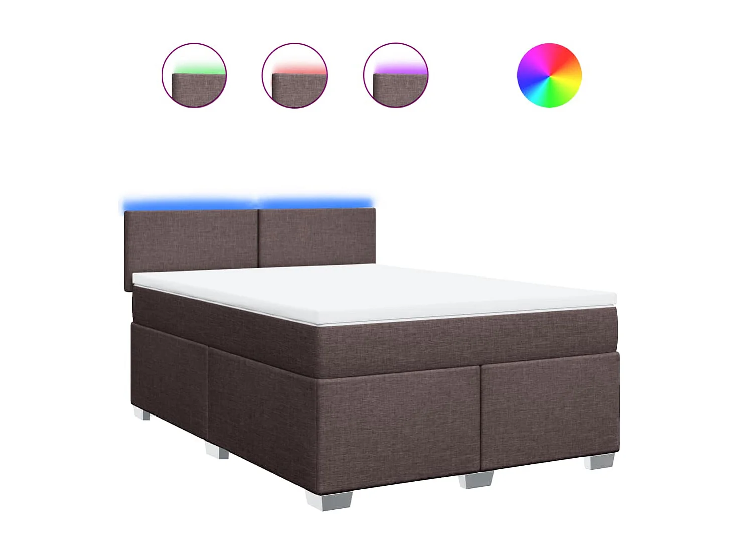 Cama box spring con colchón tela marrón oscuro 140x200 cm