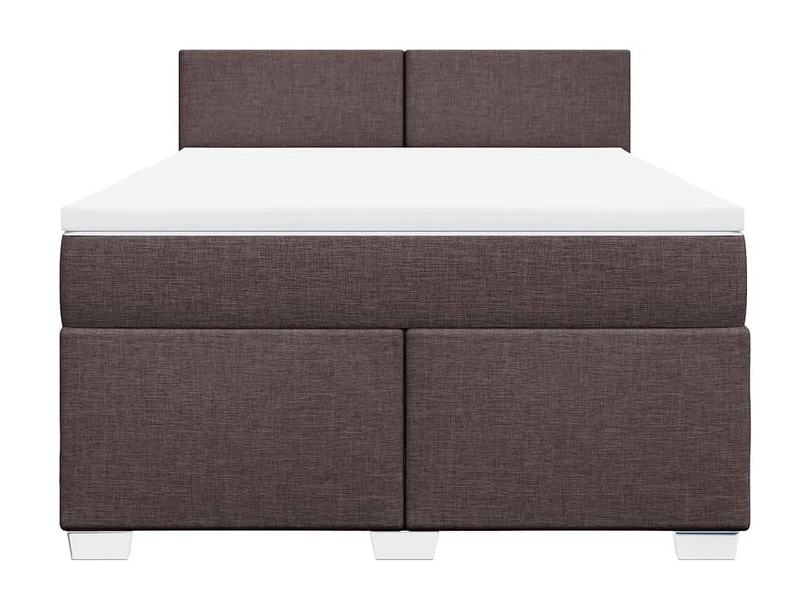 Cama box spring con colchón tela marrón oscuro 140x200 cm