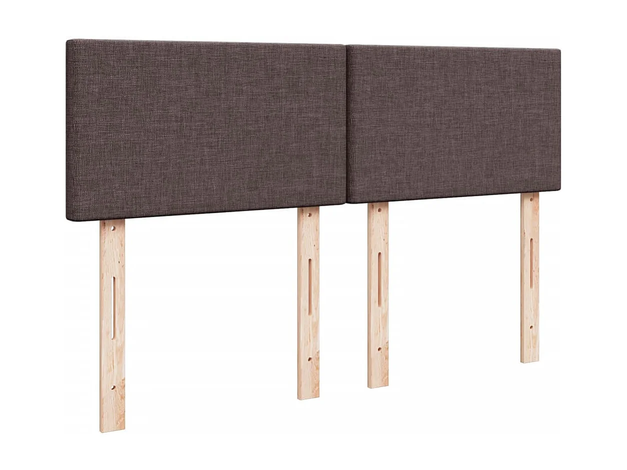 Cama box spring con colchón tela marrón oscuro 140x200 cm
