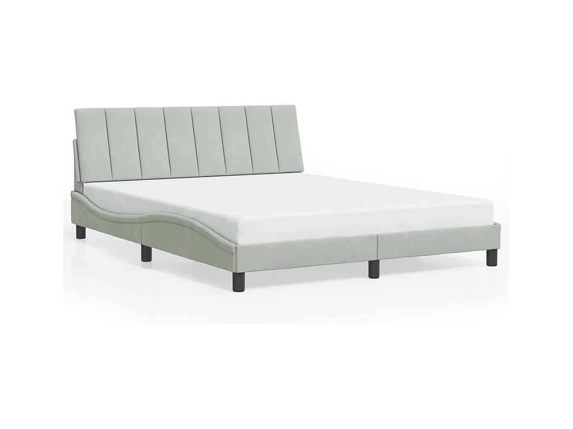 Estrutura de cama c/ luzes LED 160x200 cm veludo cinzento-claro