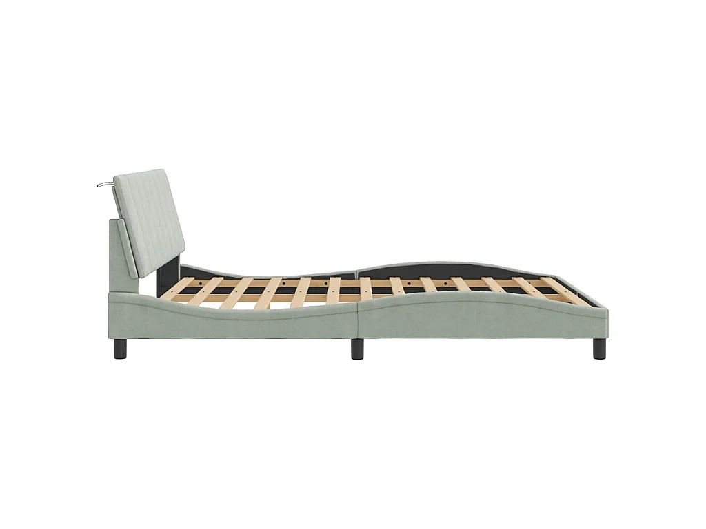 Giroletto con LED senza Materasso Hanko Grigio Chiaro 160x200 cm in Velluto