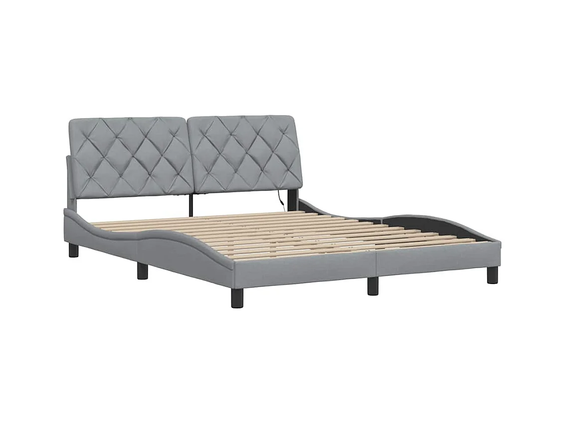 Cadre de lit avec LED sans matelas gris clair 160x200 cm tissu