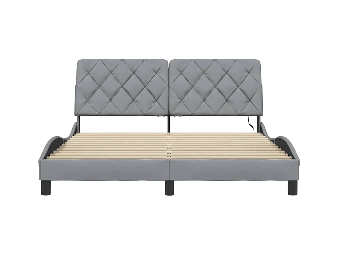 Cadre de lit avec LED sans matelas gris clair 160x200 cm tissu