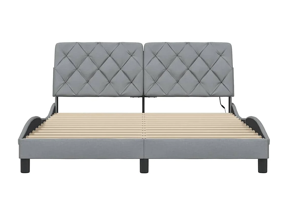 Bettgestell mit LED ohne Matratze Hellgrau 160x200 cm Stoff