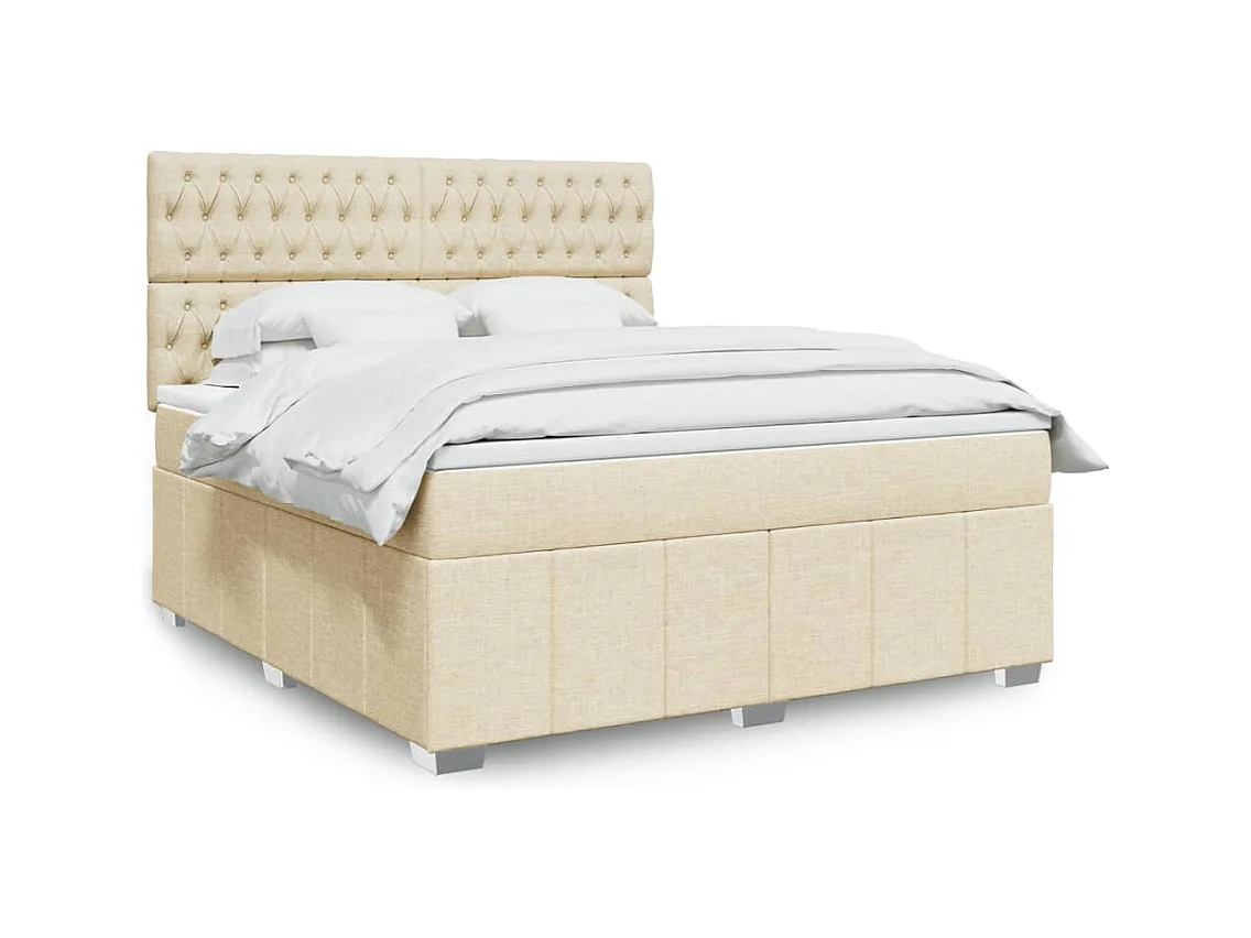 Sommier à lattes de lit avec matelas Crème 180x200 cm Tissu