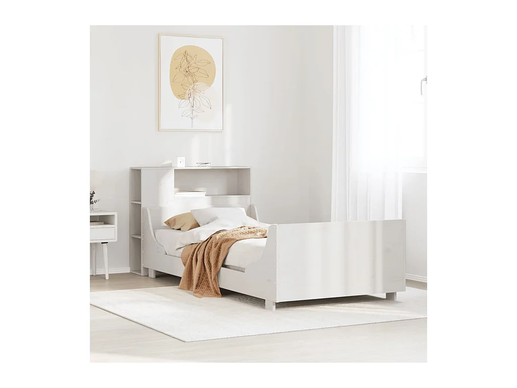 Cadre de lit sans matelas blanc 100x200 cm bois de pin massif