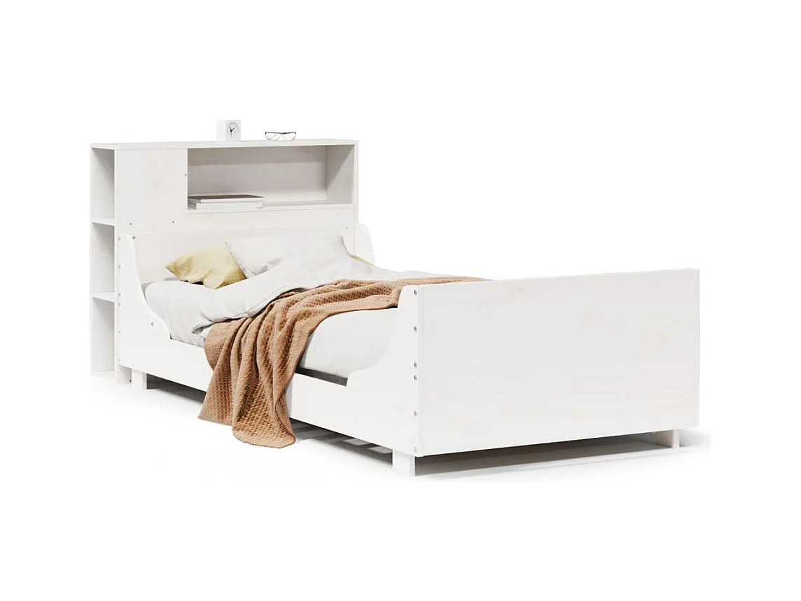 Cadre de lit sans matelas blanc 100x200 cm bois de pin massif