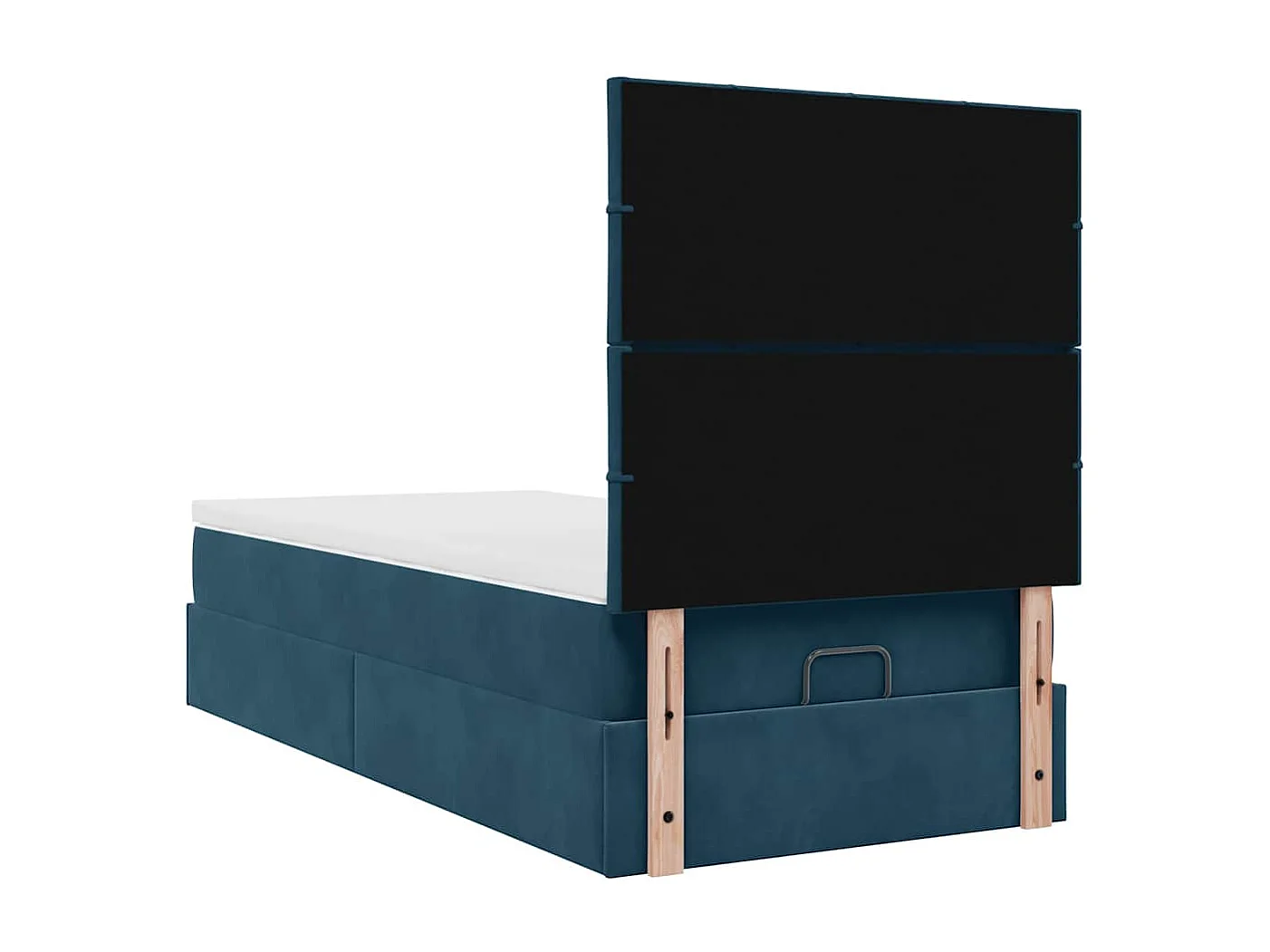 Cadre de lit ottoman avec matelas bleu foncé 90x200 cm velours