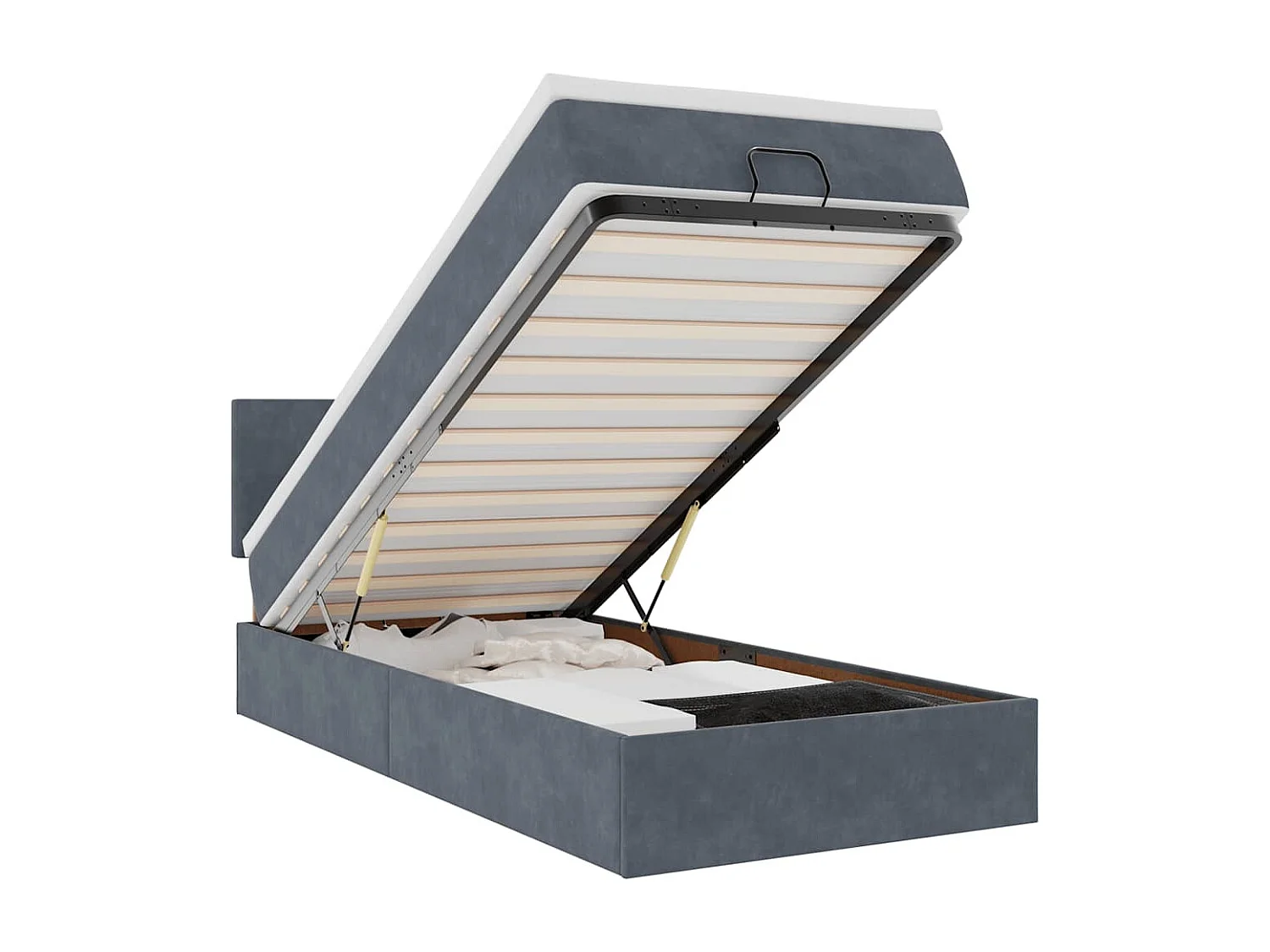 Cadre de lit ottoman avec matelas gris foncé 100x200 cm velours
