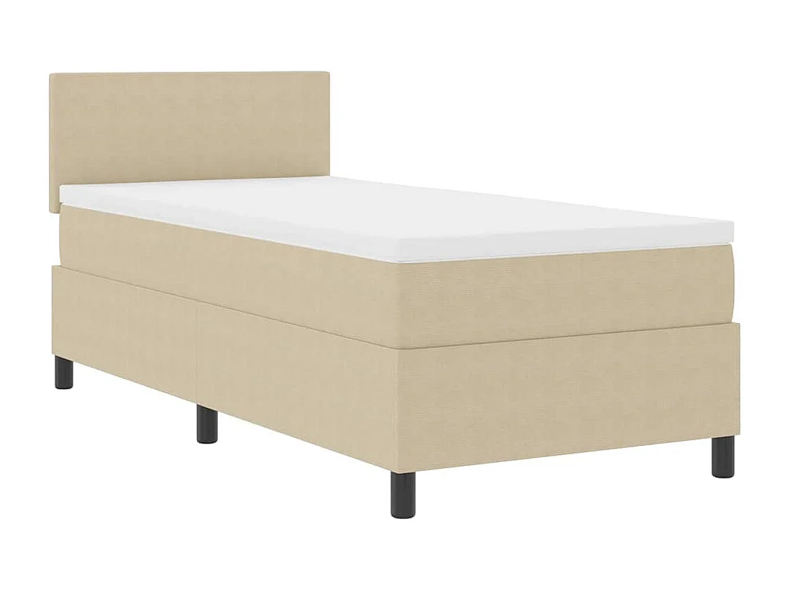 Boxspringbett Hellgrau und Weiß 90 x 190 cm Cordstoff