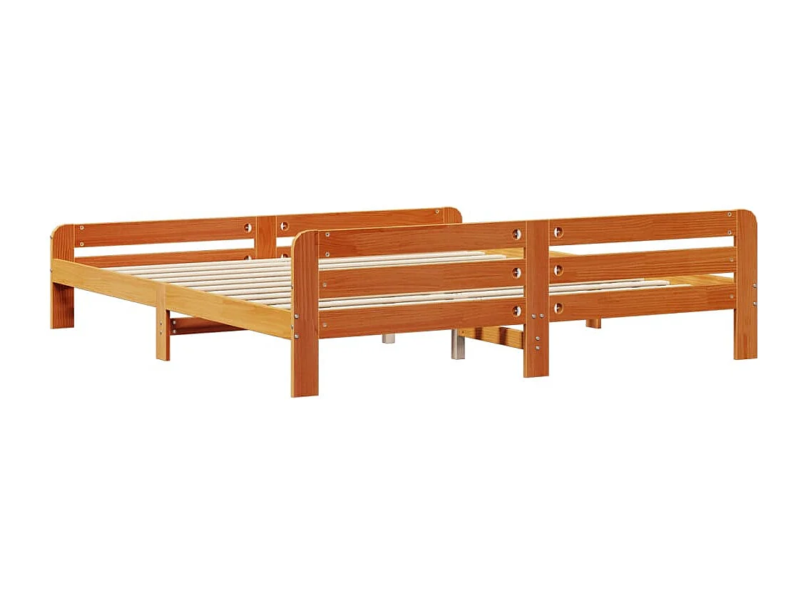 Bedframe zonder matras massief grenenhout wasbruin 180x200 cm