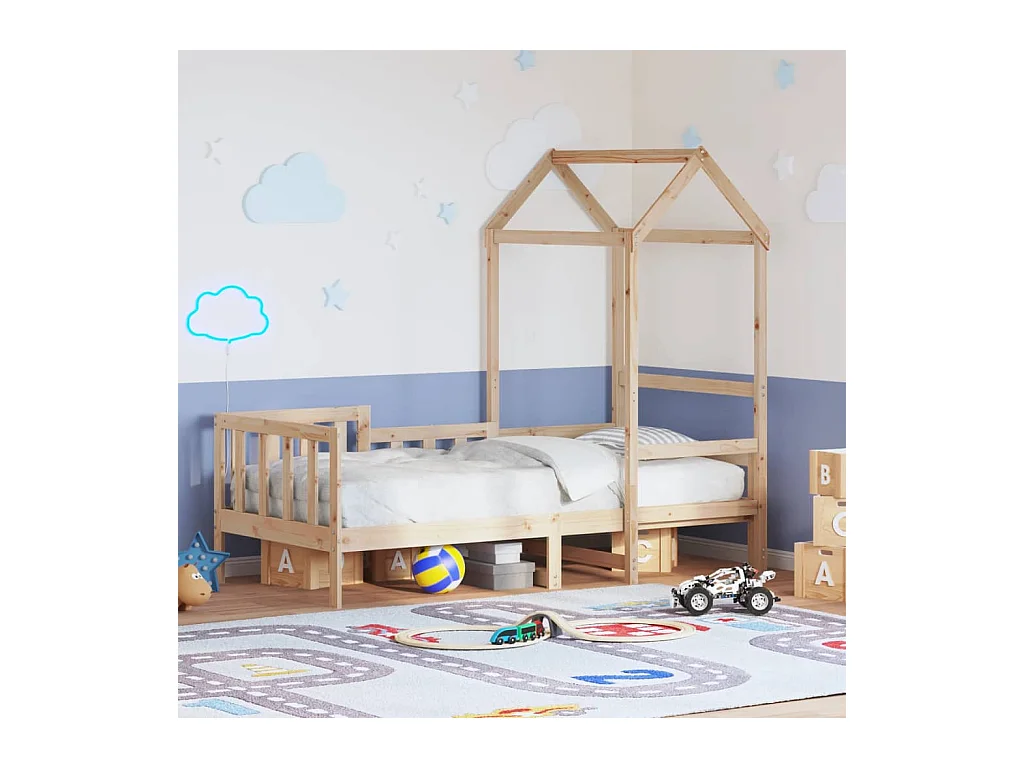 Lit de jour avec toit sans matelas 90x200 cm bois massif
