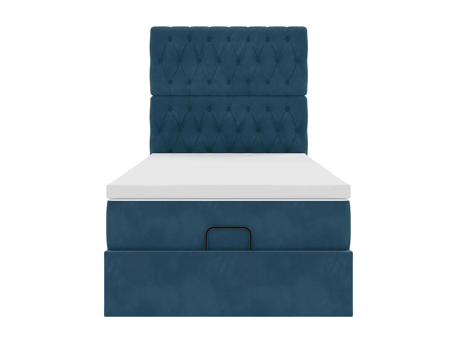 Cadre de lit ottoman avec matelas bleu foncé 90x200 cm velours