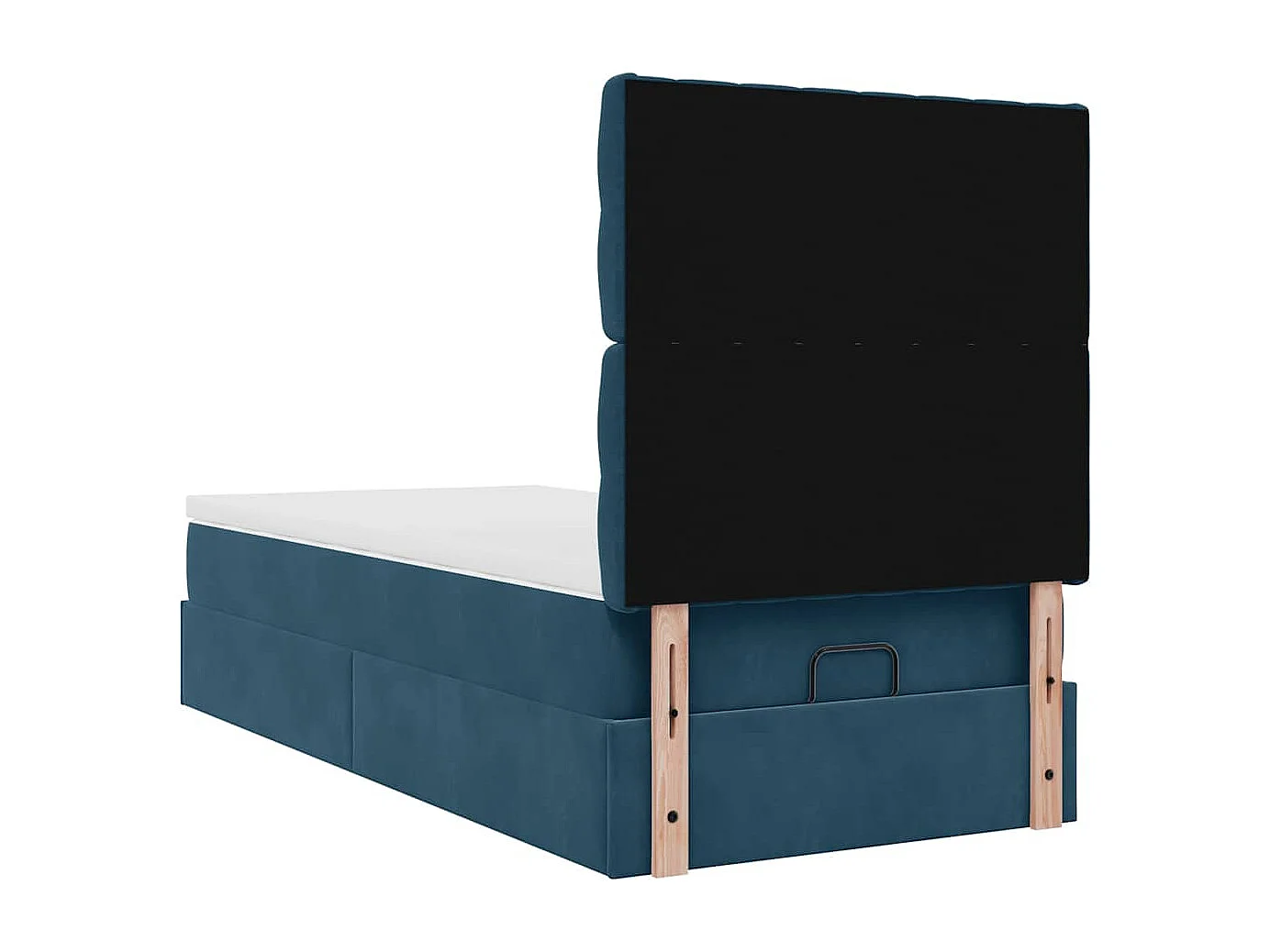 Cadre de lit ottoman avec matelas bleu foncé 90x200 cm velours