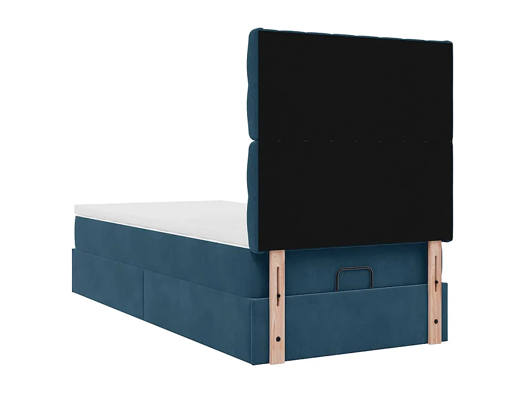 Estructura de cama otomana colchones terciopelo azul oscuro