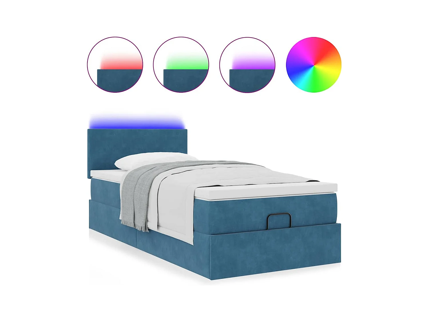 Struttura Letto Pouf con Materasso 100x200 cm Velluto