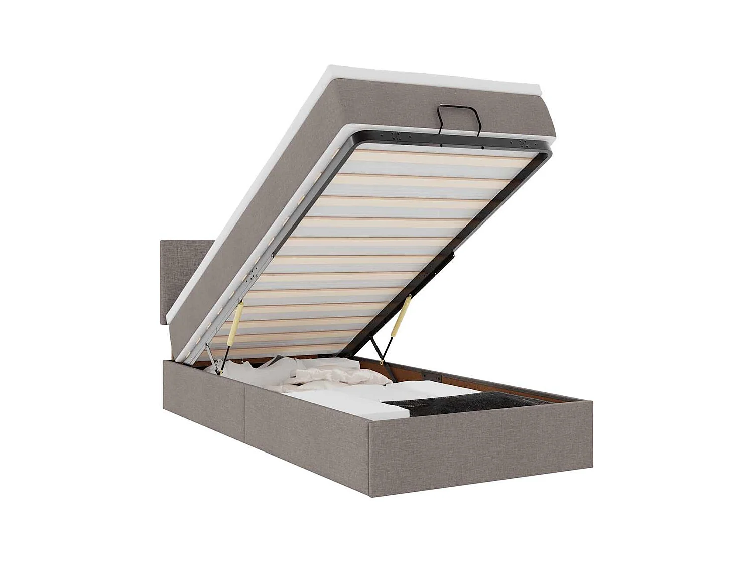 Ottoman-Bett mit Matratze Taupe 100x200 cm Stoff
