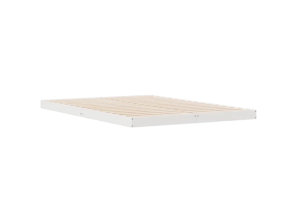 Struttura letto a terra Bianco 160 x 220 cm Pino massello