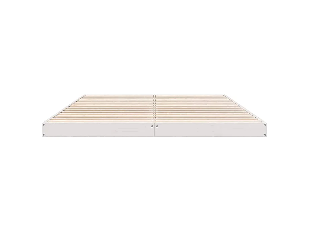 Struttura letto a terra Bianco 160 x 220 cm Pino massello