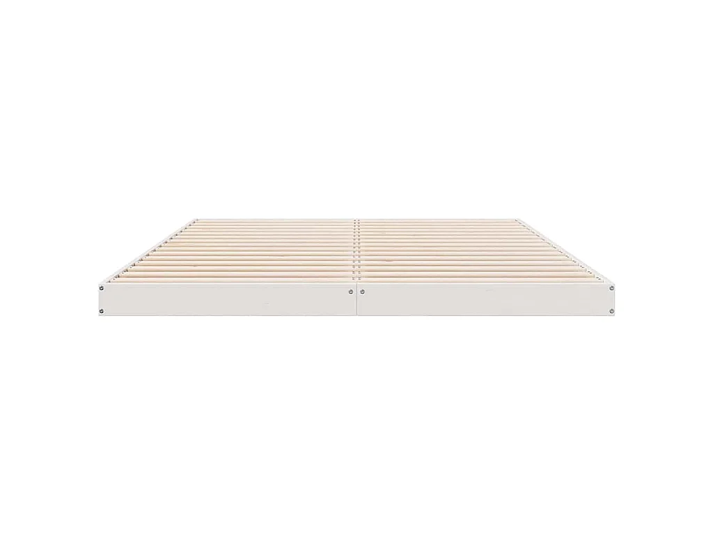 Struttura letto a terra Bianco 160 x 220 cm Pino massello
