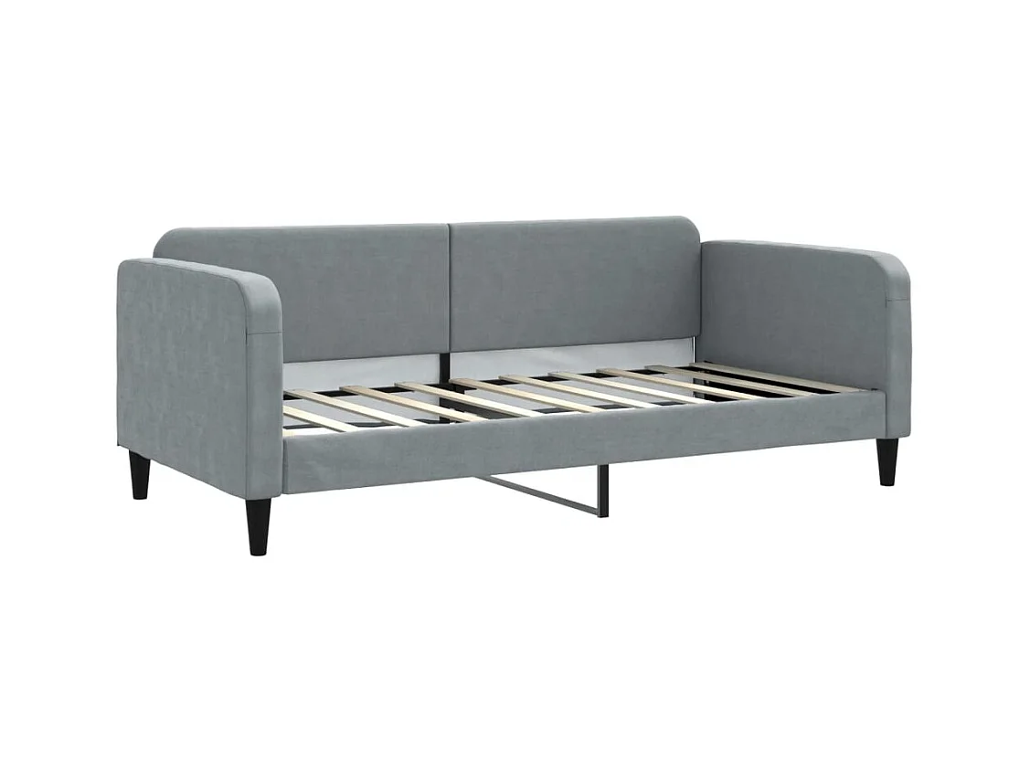 Lit de jour avec gigogne et tiroirs gris clair 90x190 cm tissu