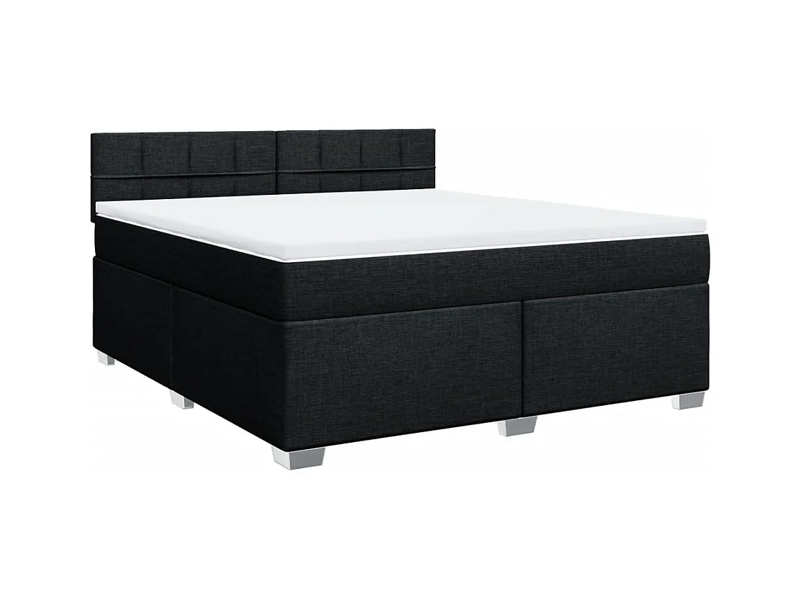 Boxspringbett mit Matratze Schwarz 180x200 cm Stoff
