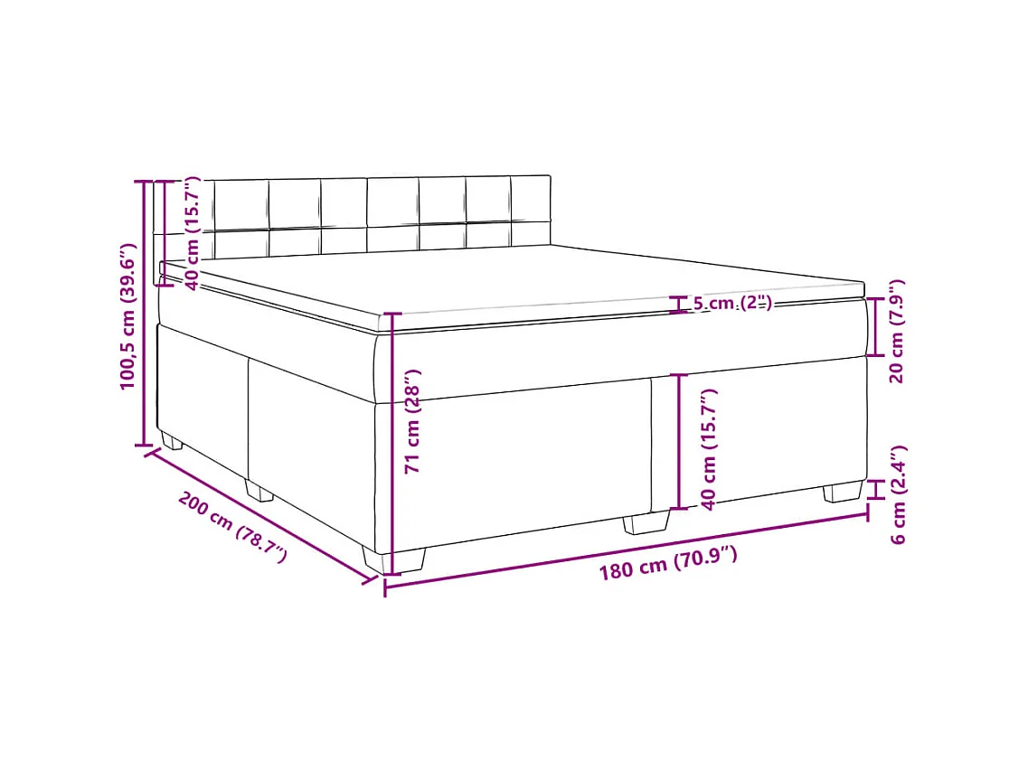Boxspringbett mit Matratze Schwarz 180x200 cm Stoff