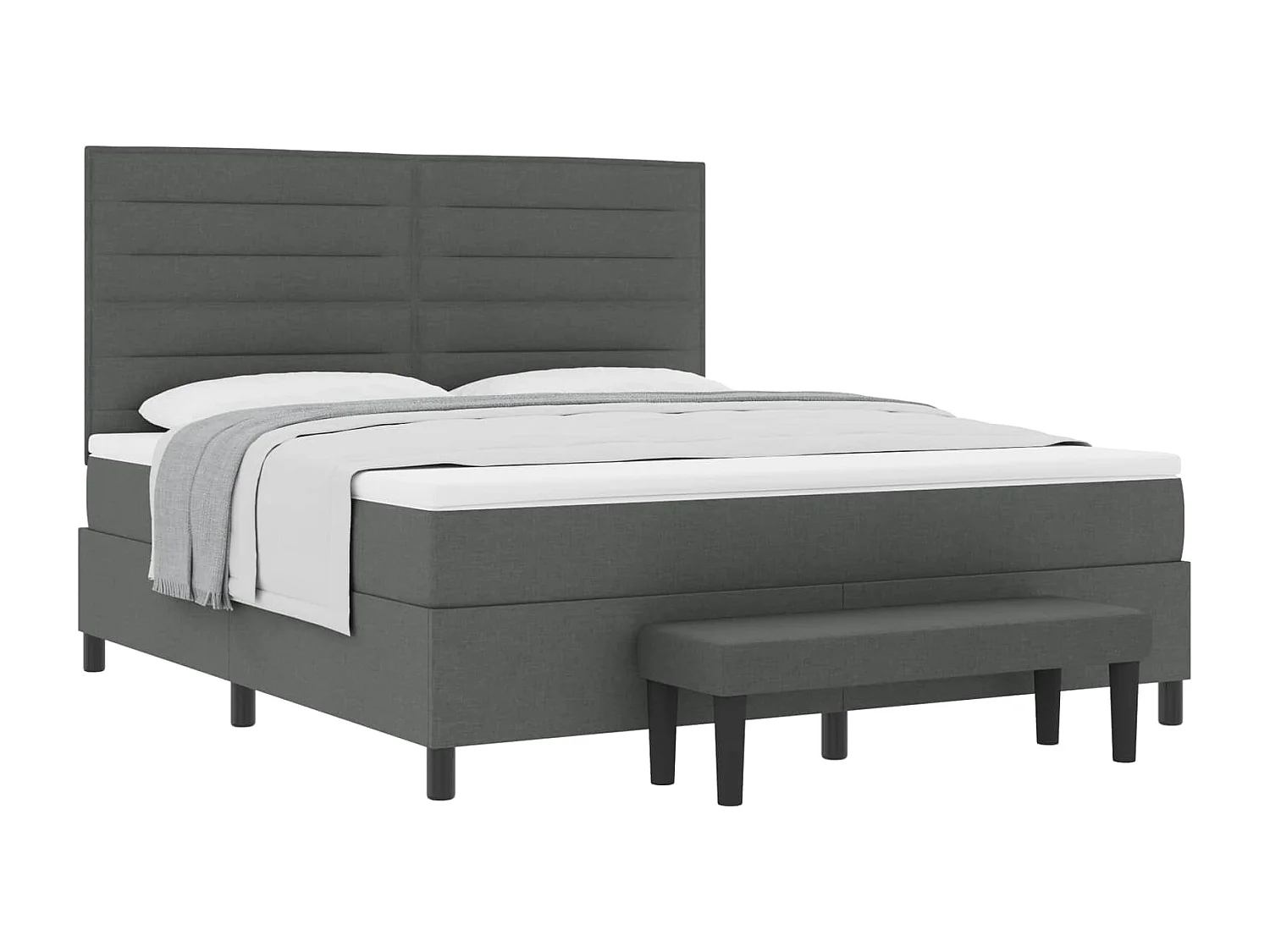 Boxspringbett mit Matratze Dunkelgrau 180 x 200 cm Stoff