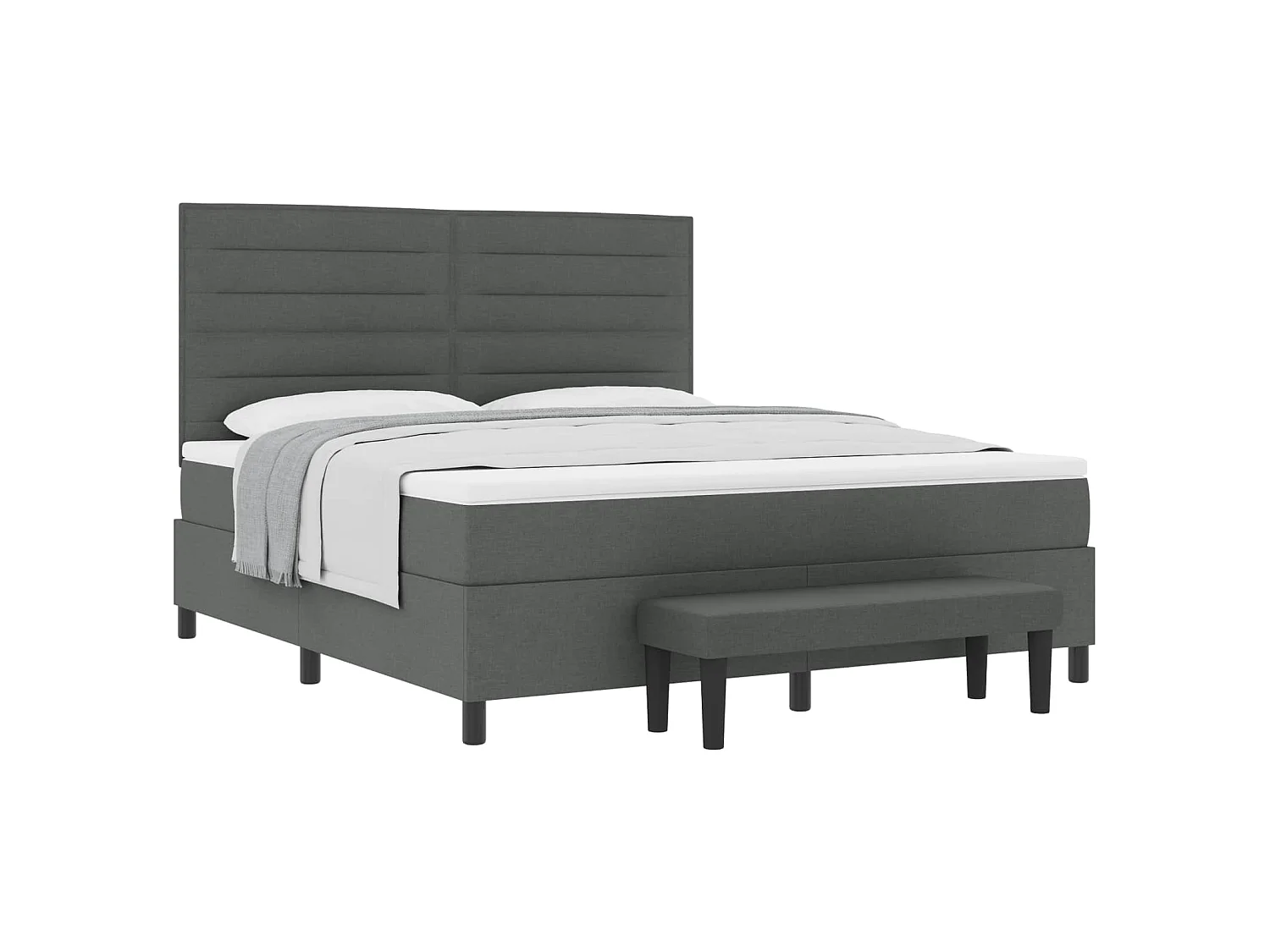 Boxspringbed met hoofdeinde Donkergrijs 180 x 200 cm Stof