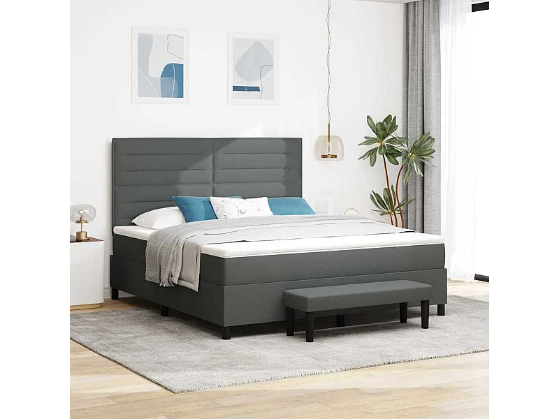 Boxspringbett mit Matratze Dunkelgrau 180 x 200 cm Stoff
