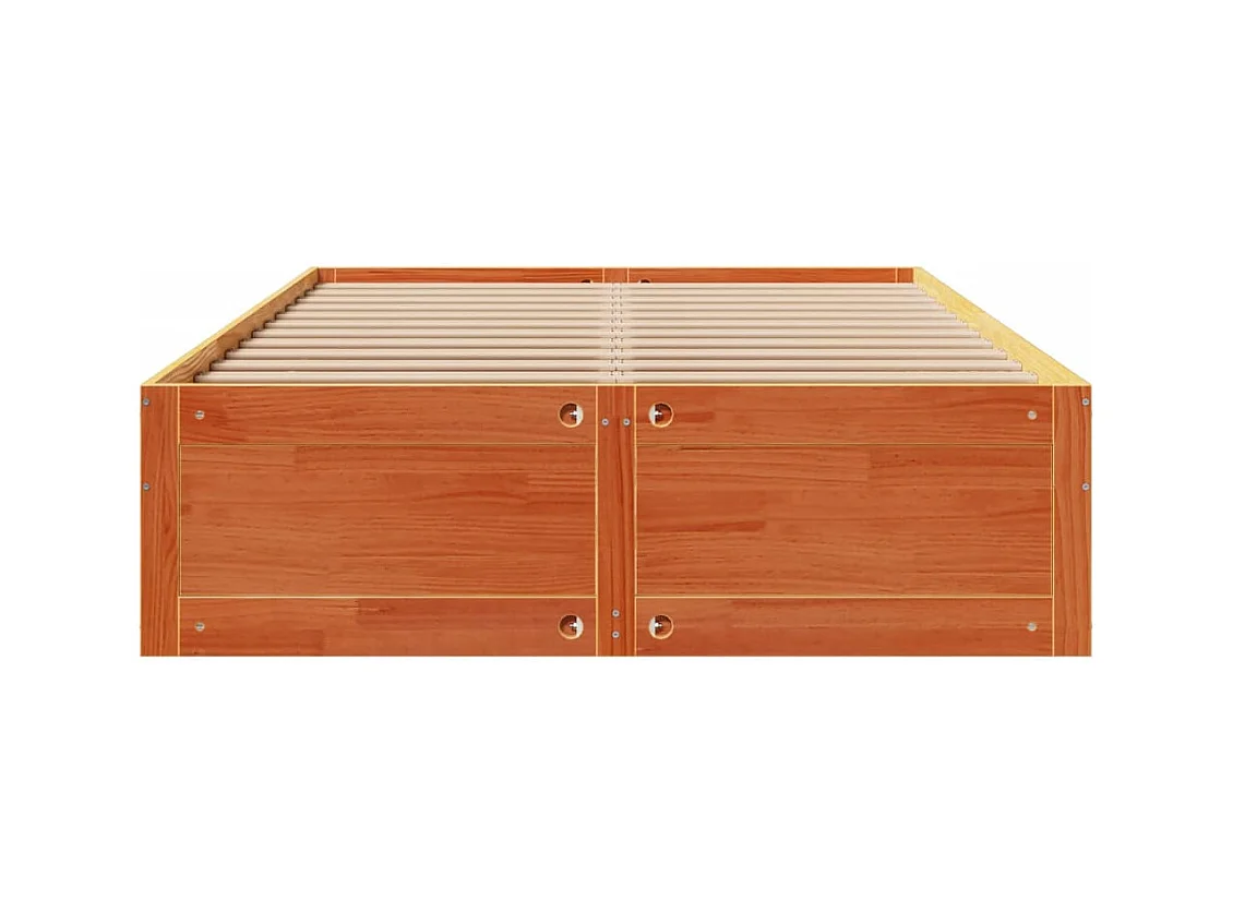 Cadre de lit sans matelas avec tiroirs brun cire 140x200 cm pin