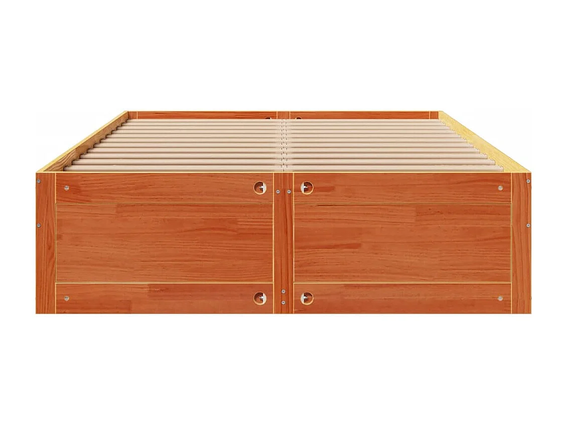 Cadre de lit sans matelas avec tiroirs brun cire 140x200 cm pin