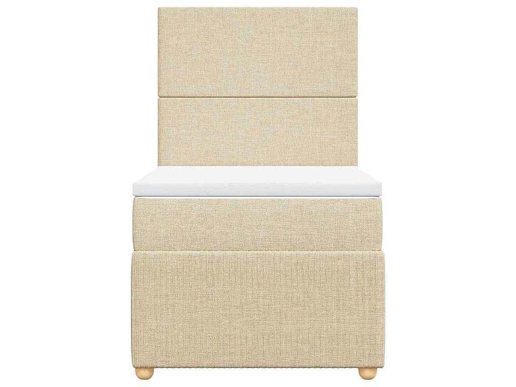 Cama box spring con colchón tela color crema 90x200 cm