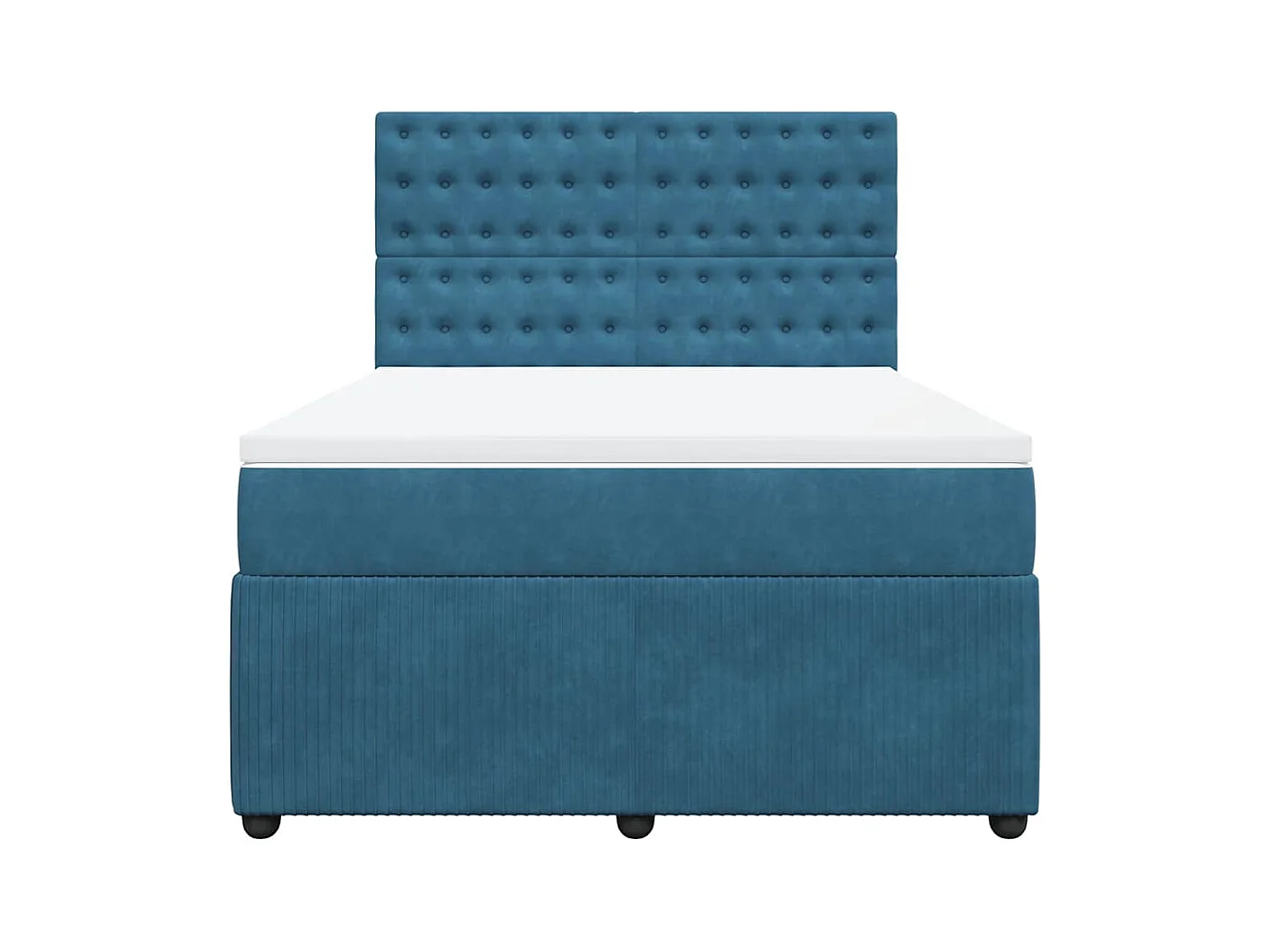 Cama box spring con colchón terciopelo azul oscuro 140x200 cm