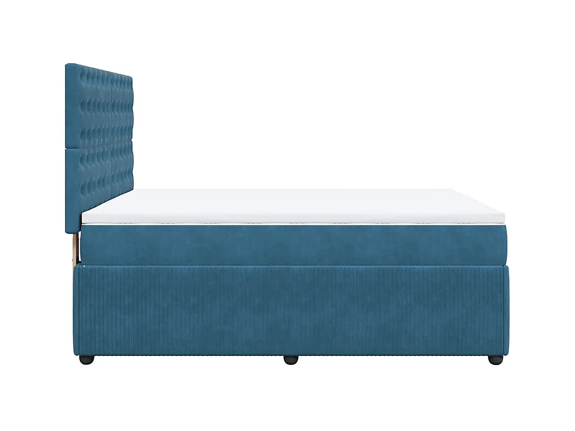 Cama box spring con colchón terciopelo azul oscuro 140x200 cm