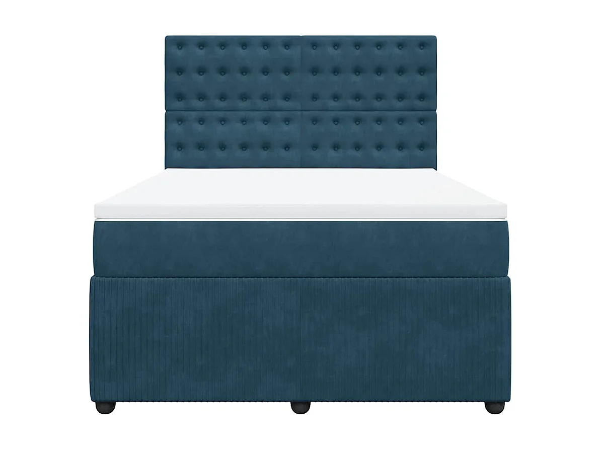 Sommier à lattes de lit et matelas Bleu foncé 140x200cm Velours