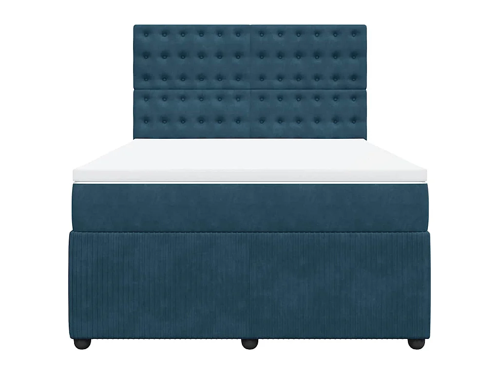 Boxspring met matras fluweel donkerblauw 140x200 cm