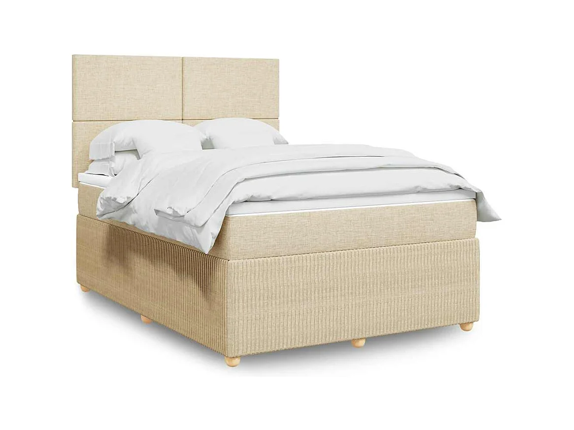 Sommier à lattes de lit avec matelas Crème 140x190 cm Tissu