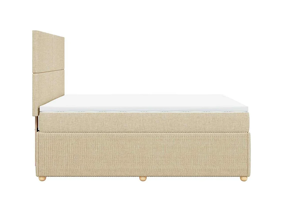 Sommier à lattes de lit avec matelas Crème 140x190 cm Tissu