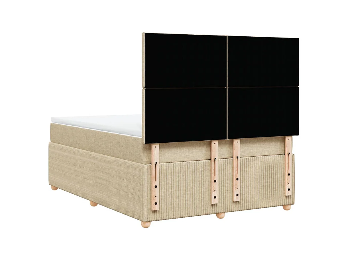 Sommier à lattes de lit avec matelas Crème 140x190 cm Tissu