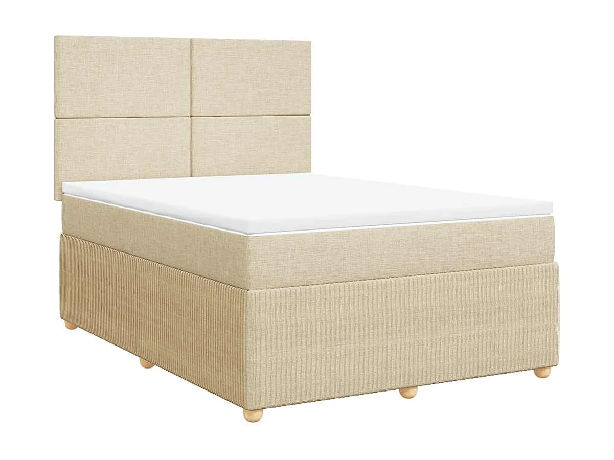 Boxspring met matras stof crèmekleurig 140x190 cm