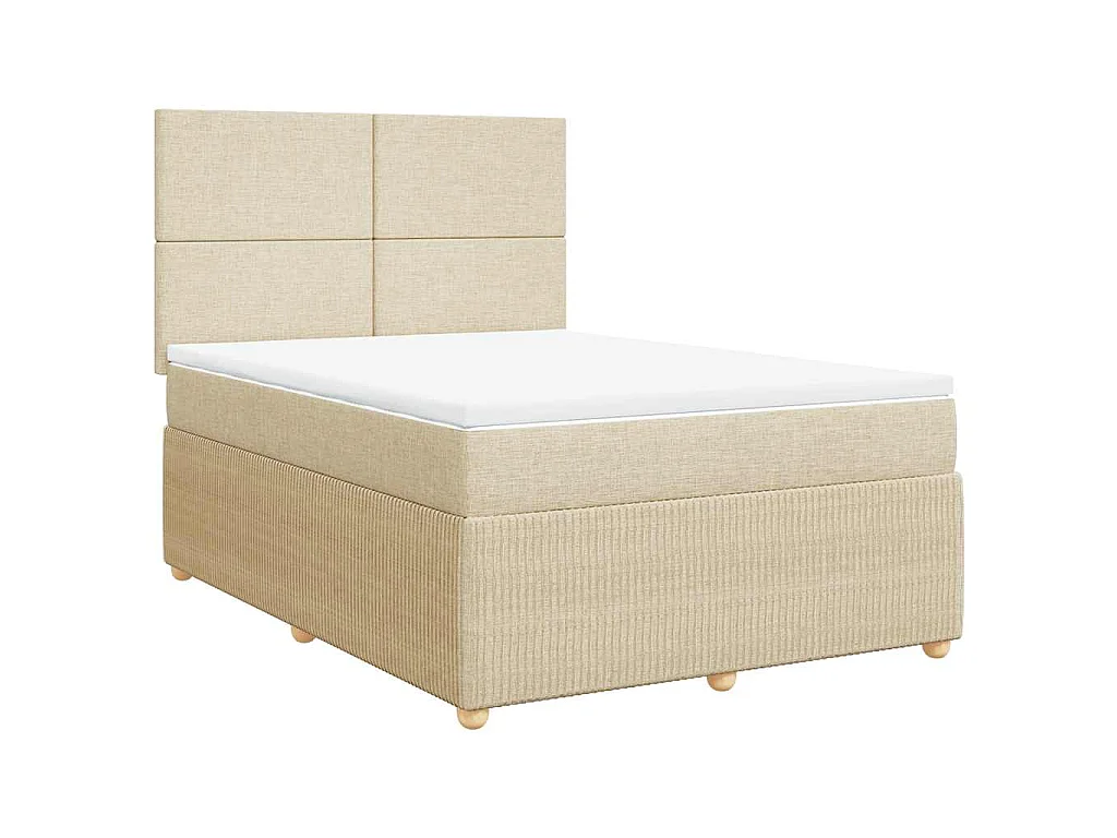 Boxspringbett mit Matratze Creme 140x190 cm Stoff