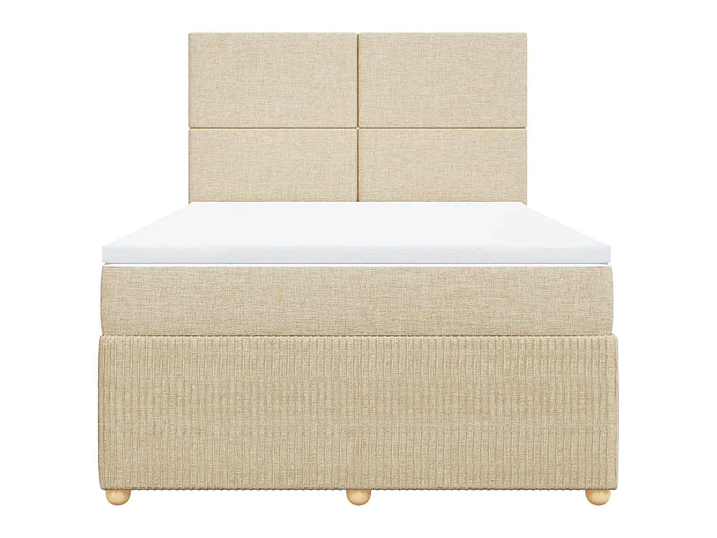 Boxspringbett mit Matratze Creme 140x190 cm Stoff